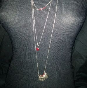 Paparazzi three level necklace with matching earri